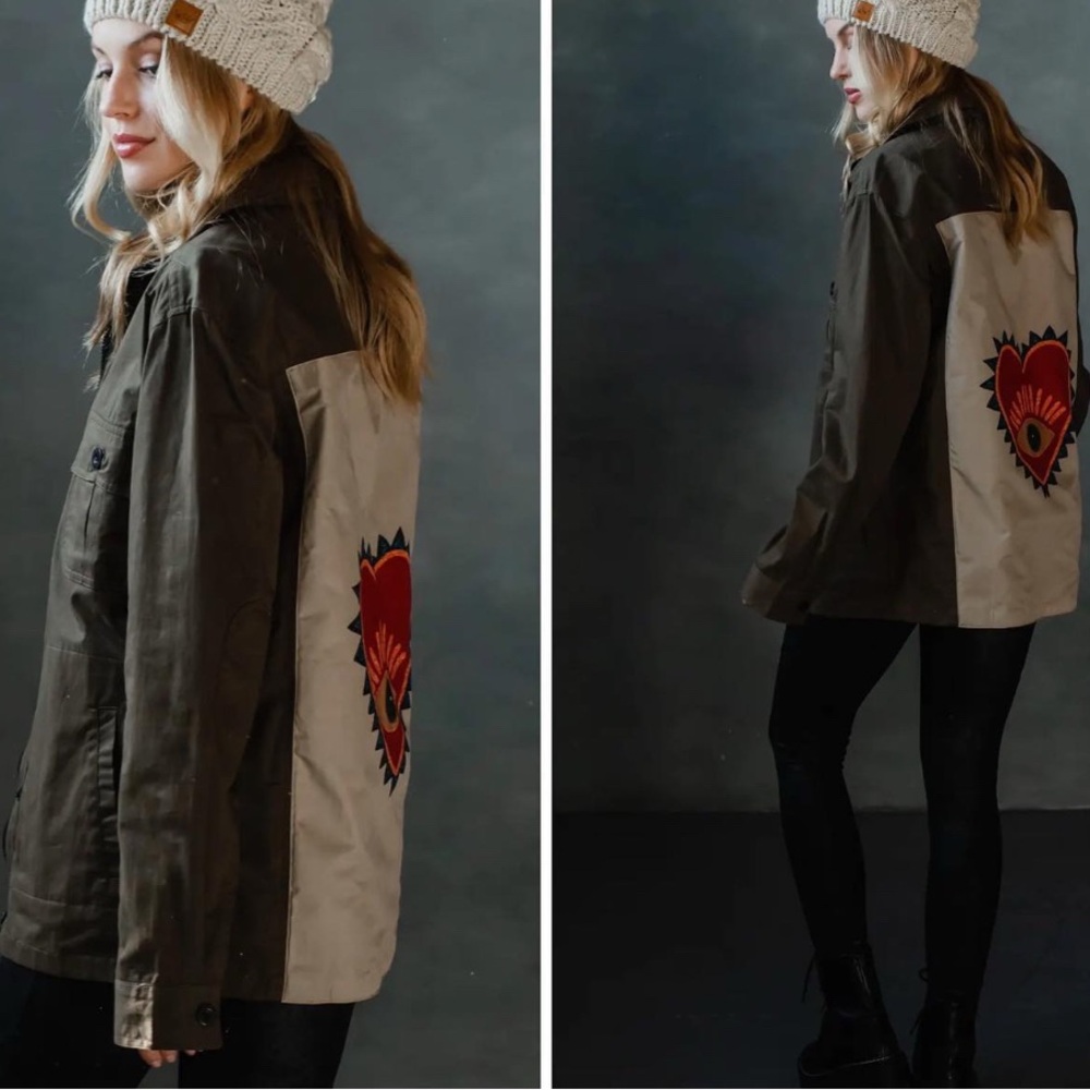 Heart Patch Olive Utility Jacket NWT - image 2
